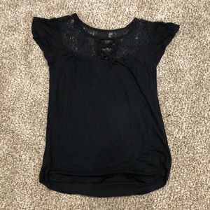 Black laced short sleeve top